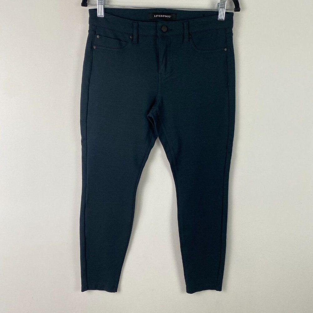 Liverpool Madonna Knit Ankle Skinny Pants Size 6/28P Dark Night Green